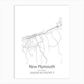 New Plymouth,New Zealand Minimalist Map Art Print