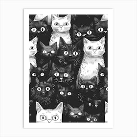 Perfectly Repeatable Artwork With Cute Cat Faces 82 Art Print