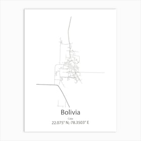 Bolivia,Cuba Minimalist Map Art Print