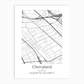 Cherryland,United States Minimalist Map 1 Poster