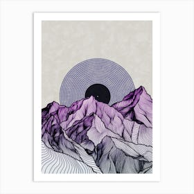 Surreal Sunrise Behind Purple Mountains Art Print