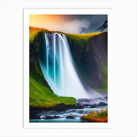 Skógafoss Waterfall, Iceland Nat Viga Style (3) Art Print