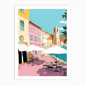 Collioure, France, Flat Pastels Tones Illustration 1 Art Print