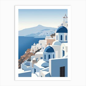 Santorini, Greece, Graphic Illustration 3 Art Print