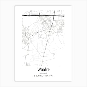 Waalre,Netherlands Minimalist Map Art Print