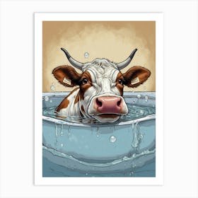 Cow In A Tub Art Print