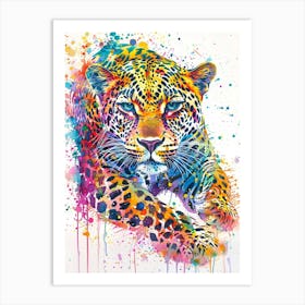 Leopard Colourful Watercolour 3 Art Print