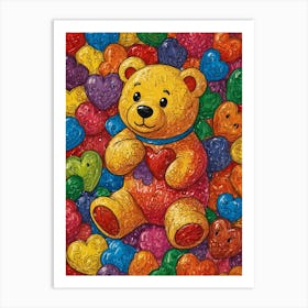 Teddy Bear With Hearts 2 Art Print