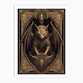  Gargoyle Tarot Card Black & Gold 7 Art Print