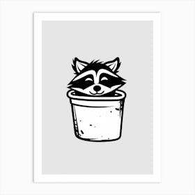 A Minimalist Line Art Piece Of A Crab Eating Raccoon 4 Art Print