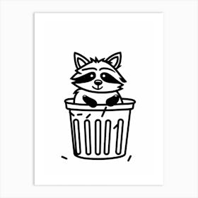 A Minimalist Line Art Piece Of A Tanezumi Raccoon 1 Art Print