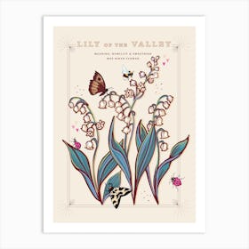 May Birth Flower Lily Of The Valley On Cream Art Print