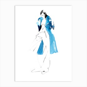 Girl In Blue Coat Art Print