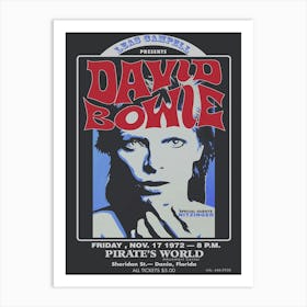 David Bowie 1972 Pirates World Concert Poster Art Print