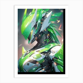 Green And White Robot Eagle Art Print