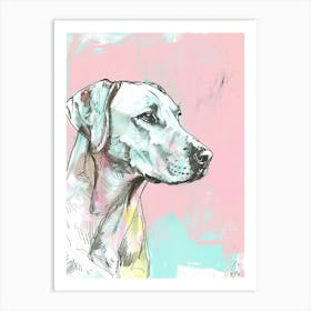 Pointer Dog Pastel Line Watercolour Illustration 1 Art Print