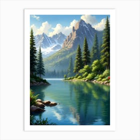 Lake In The Mountains Art Print