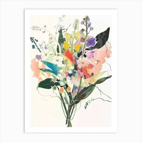 Lily Of The Valley Collage Flower Bouquet Art Print