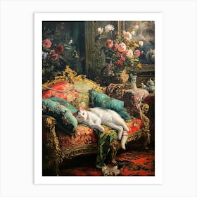Cat Resting In A Grand Palace Rococo Inspired 1 Art Print