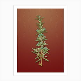 Vintage Rosemary Botanical on Falu Red Pattern n.0221 Art Print