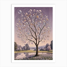 Lavender Bubble Tree Art Print