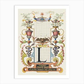 Guide For Constructing The Letter L From Mira Calligraphiae Monumenta, Joris Hoefnagel Art Print