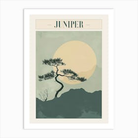 Juniper Tree Minimal Japandi Illustration 1 Poster Art Print