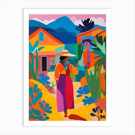 Colorful landscape, Mexican Woman Art Print