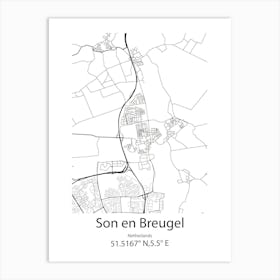 Son En Breugel,Netherlands Minimalist Map Art Print