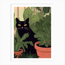 Black Cat And House Plants 13 Art Print
