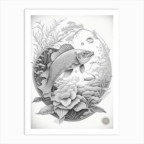 Asagi Koi Fish Haeckel Style Illustastration Art Print