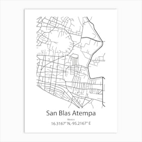 San Blas,Mexico Minimalist Map Art Print