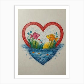 Fish In A Heart Art Print