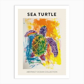 Abstract Sea Turtle Crayon Doodle Poster 2 Art Print