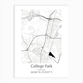 College,United States Minimalist Map 1 Art Print