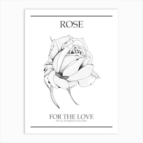 Rose Line Drawing 3 Poster Art Print