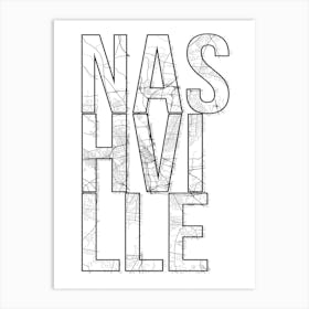 Nashville Street Map Typography Art Print