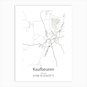 Kaufbeuren,Germany Minimalist Map Art Print