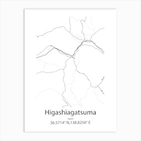 Higashiagatsuma,Japan Minimalist Map Art Print