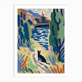 Henri Matisse  Style Landscape At Collioure With A Cat 2 Art Print