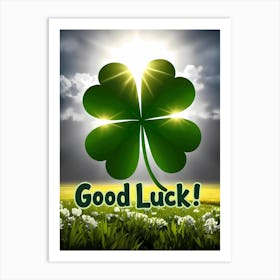 Good Luck Four Leave Clover Art Print