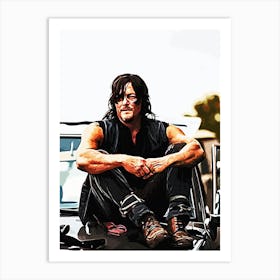 the Walking Dead movie Daryl Art Print