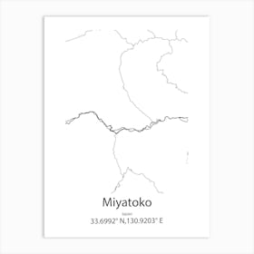 Miyatoko,Japan Minimalist Map Art Print