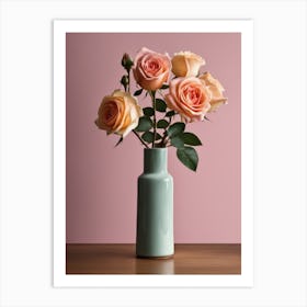 A Vase Of Pink Roses 106 Art Print