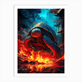 Turtle On Fire Art Print