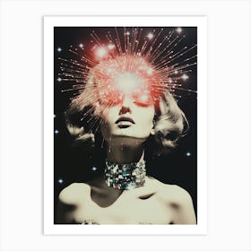 cosmic portrait of a woman in the style of cosmic surrealism Art Print