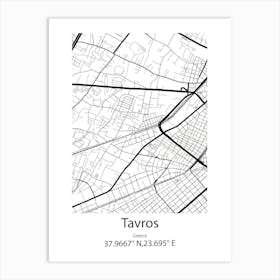 Tavros,Greece Minimalist Map Art Print