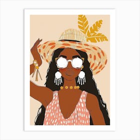 African Woman In A Hat 3 Art Print