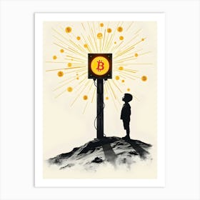 Bitcoins On The Moon Art Print