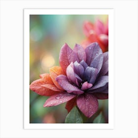 Beautiful Flowers With Dew Drops Art Print